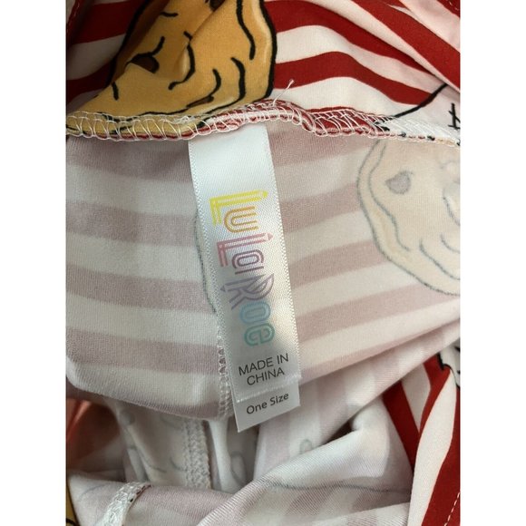 LULAROE Christmas Leggings Santa Cookies And Milk Red White Stripes One Size - Picture 6 of 8